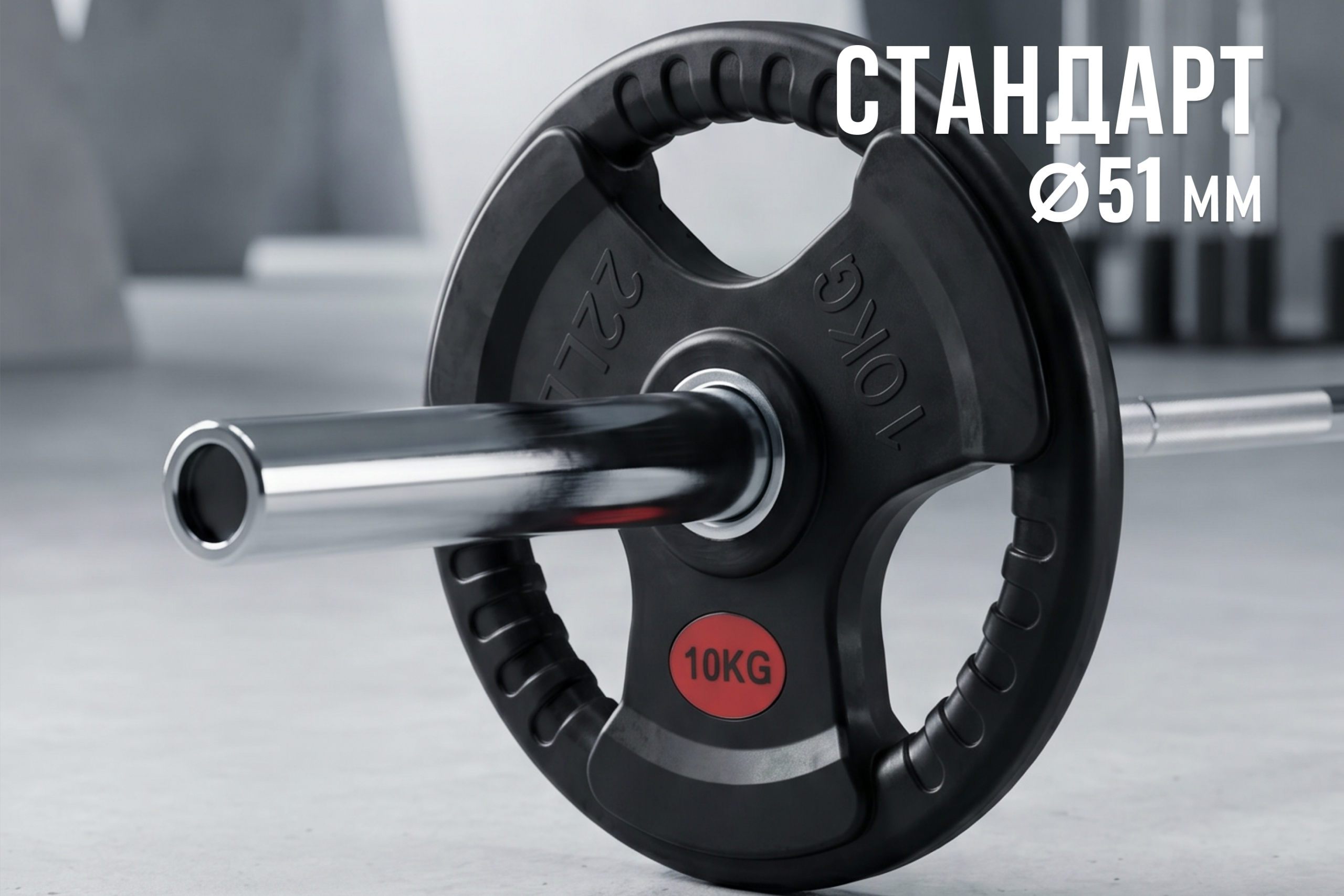 Диск 51 мм. обрезиненный с 3-мя хватами 10 кг, VictoryFit VF-S511000