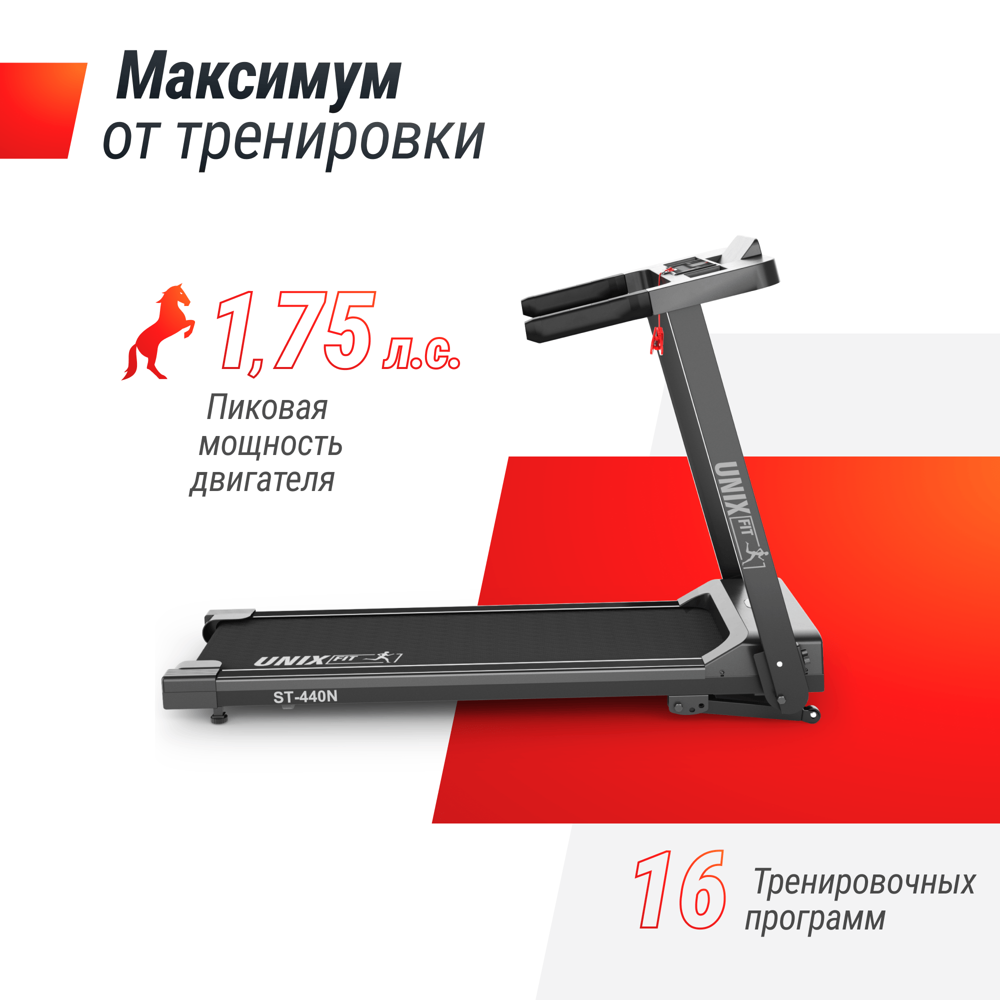 Беговая дорожка UNIX Fit ST-440N черный