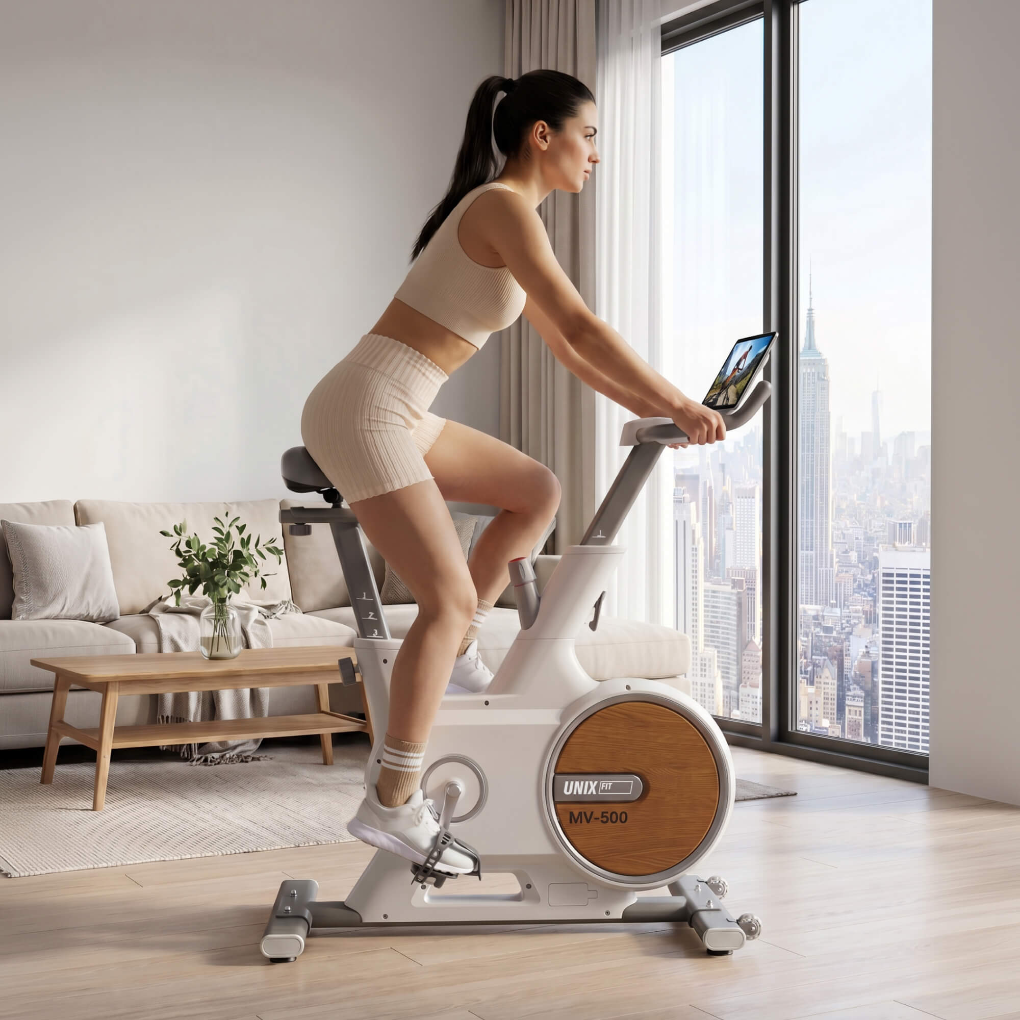 Велотренажер UNIX Fit MV-500 деревянный / Wood