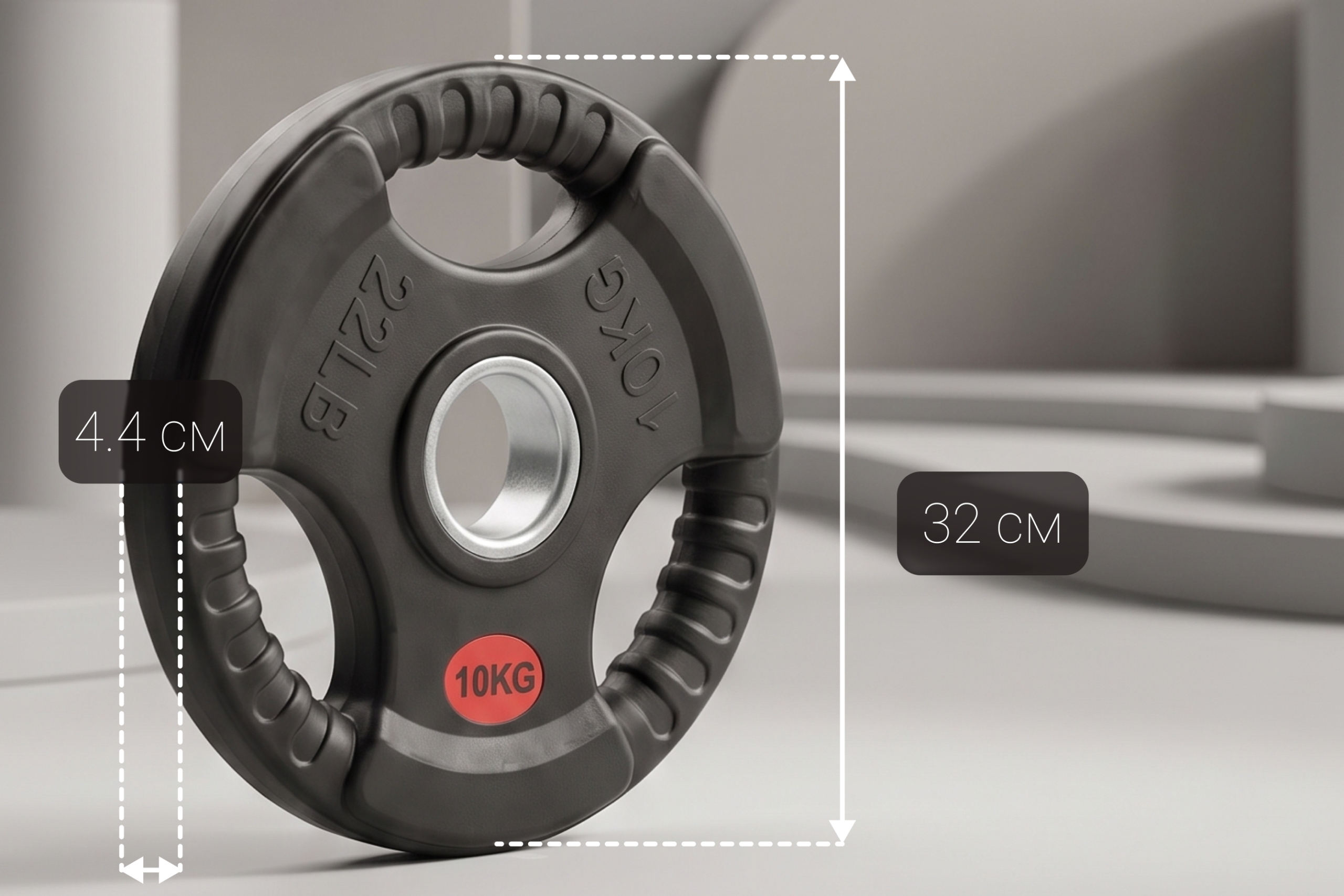 Диск 51 мм. обрезиненный с 3-мя хватами 10 кг, VictoryFit VF-S511000